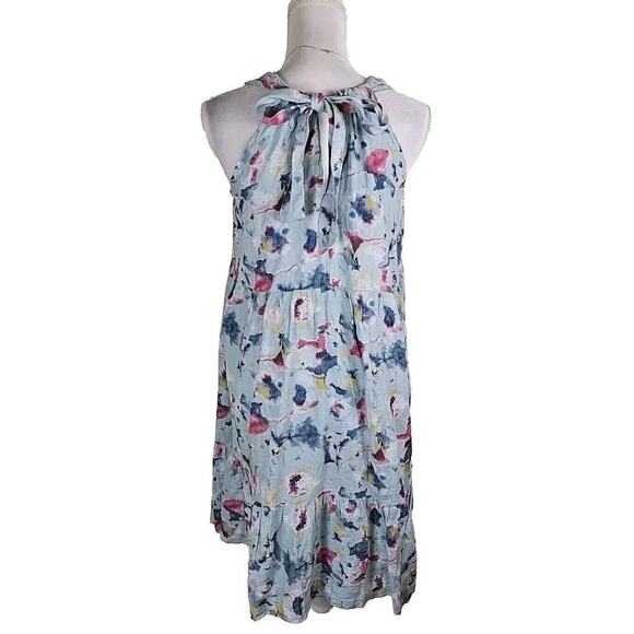Bellambra ~Woman Size S~ Blue Linen Sleeveless Ties in back V-Neck Dress. - Picture 3 of 9